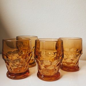 Vintage Amber Glass Cups